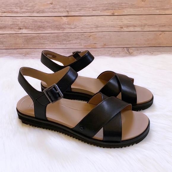 UGG Shoes Ugg Zoie Black Leather Sandals Poshmark